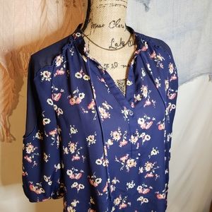 Lauren Conrad Floral sheer shoulder